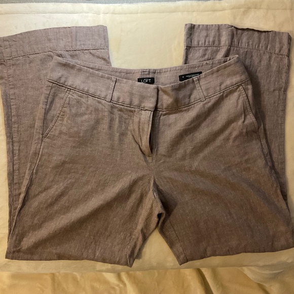 LOFT Marisa Khaki Linen Blend Trousers – Size 12 - Picture 1 of 2